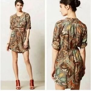 HOLDING HORSES Brown Green Mini Dress 12